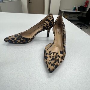 Abella Leopard-Print Pointed-Toe Pumps in Brown and Black